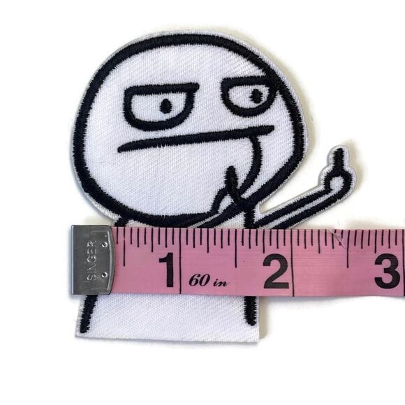 Angry Man F You Meme Cartoon Middle Finger Embroidered Patch - Picture 2 of 4